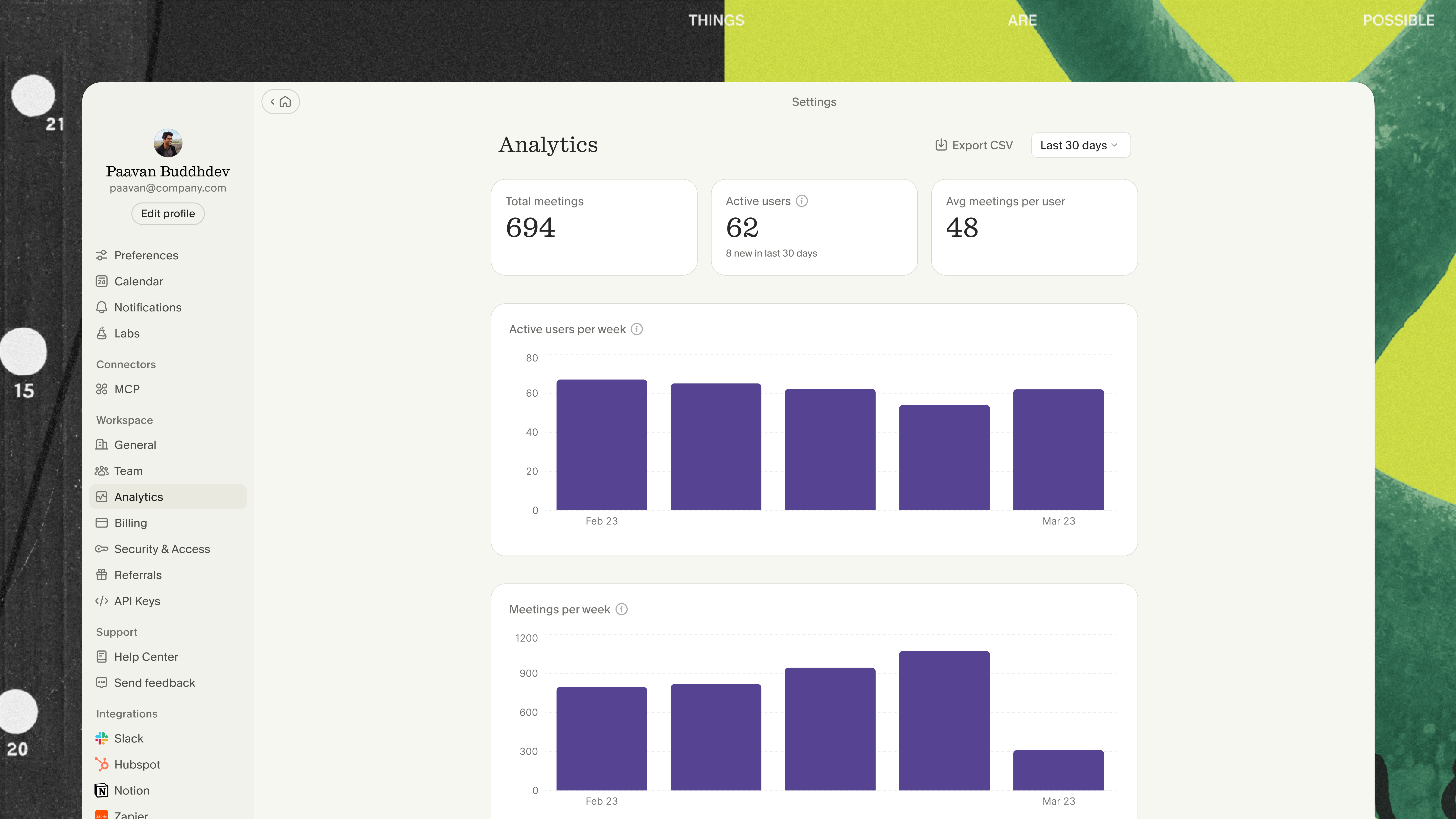 Enterprise visibility: Granola usage overview for workspace admins